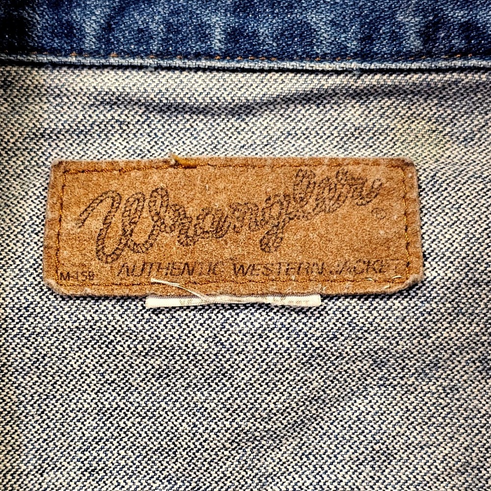 Vintage 70s Wrangler No Fault Denim Trucker Jacket USA Western Blue Mens 42 44 - Picture 2 of 12